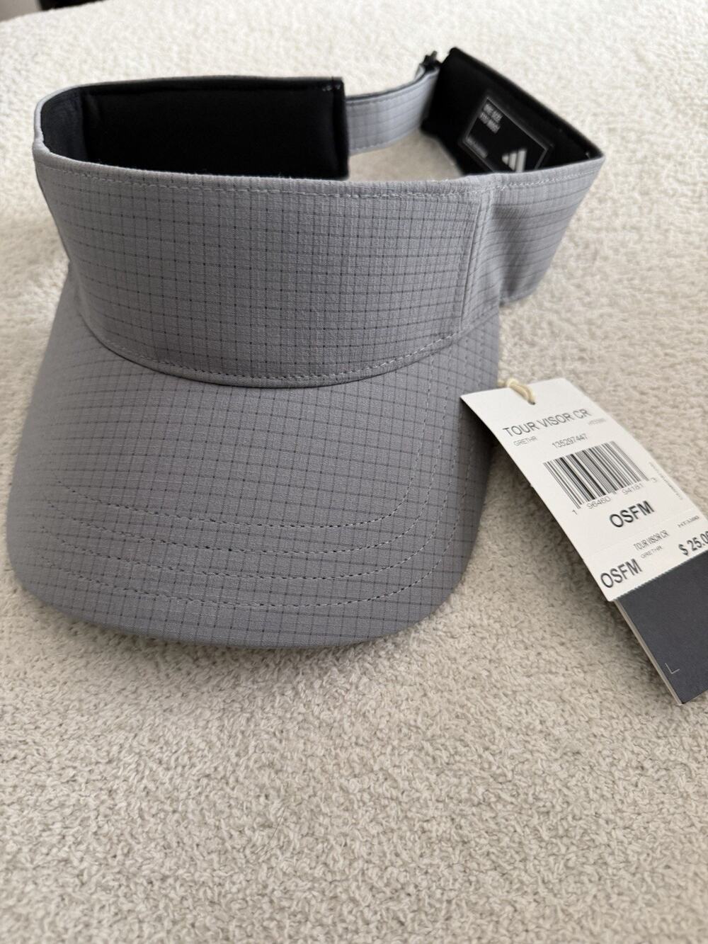 Adidas Golf Visor OSFM Men Grey/Black Tour Sweat Wicking Adjustable Sun Hat …7